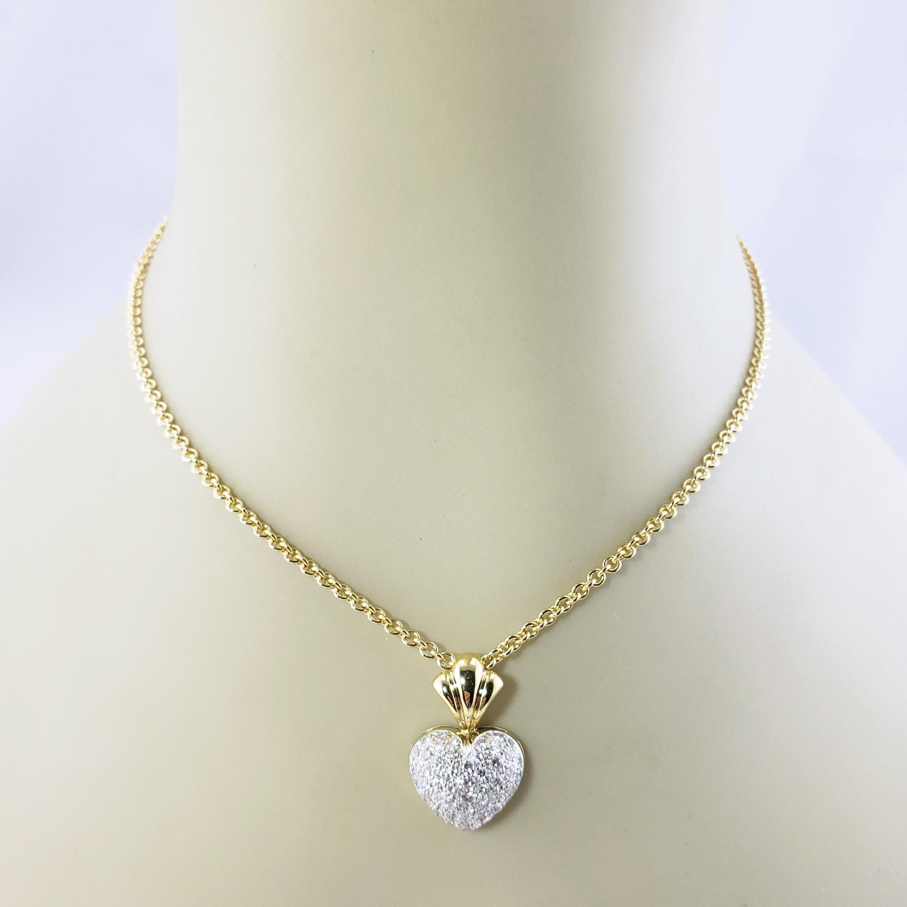 18 Karat Yellow Gold Diamond Heart Pendant Necklace In Good Condition In Washington Depot, CT