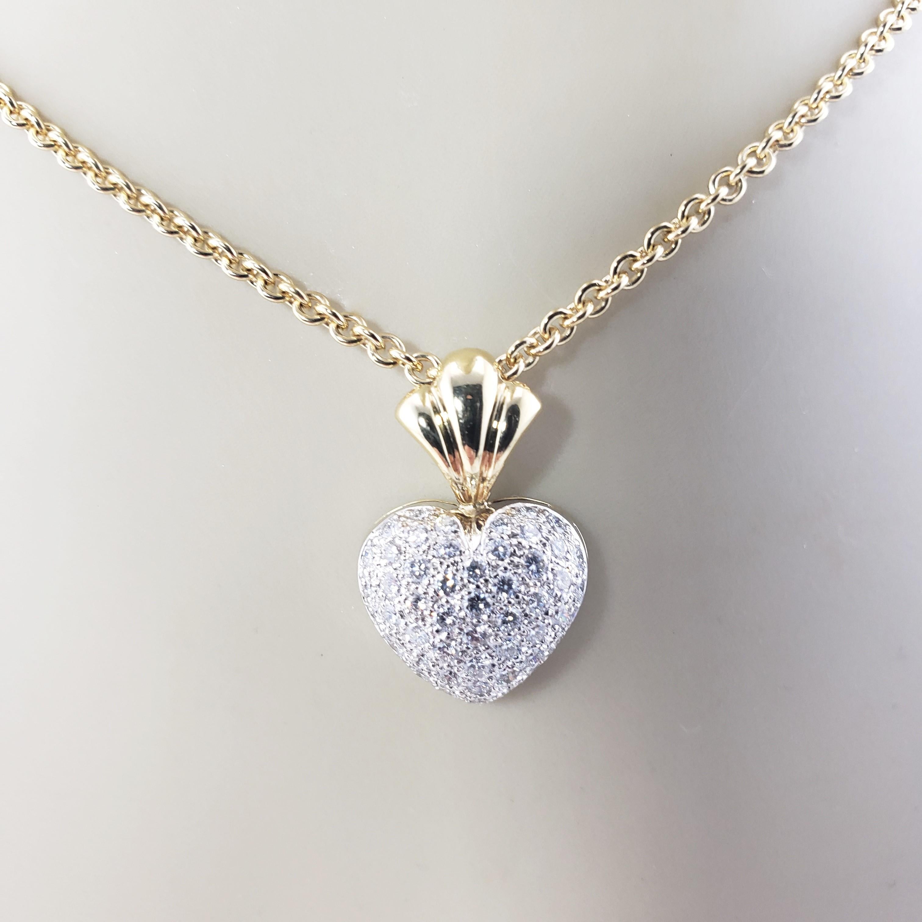 Women's or Men's 18 Karat Yellow Gold Diamond Heart Pendant Necklace