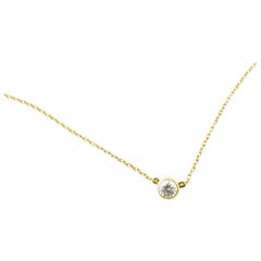 Vintage 18 Karat Yellow Gold Diamond Solitaire Necklace #4370