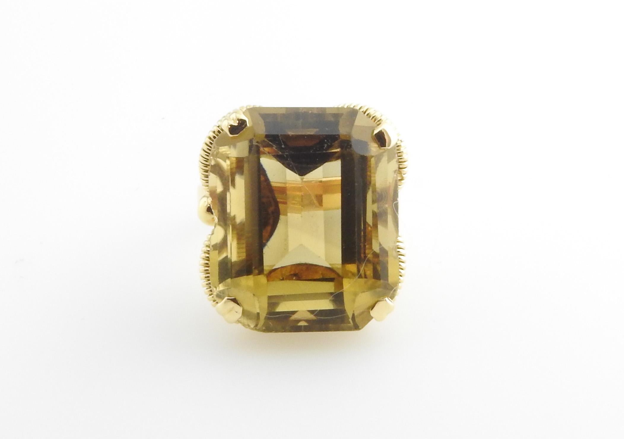 18 Karat Yellow Gold Emerald Cut Certified Genuine Topaz Ring Size 4 3