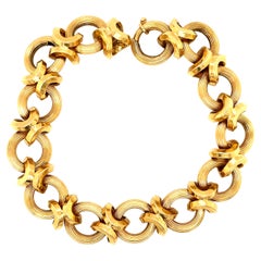 Vintage 18 Karat Yellow Gold Fancy Circle Link Chain Bracelet