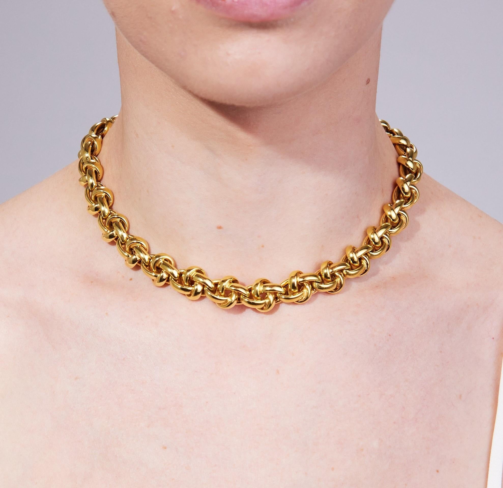 Women's Vintage 18 Karat Yellow Gold Fancy Link Sculptural Necklace / Bracelet For Sale
