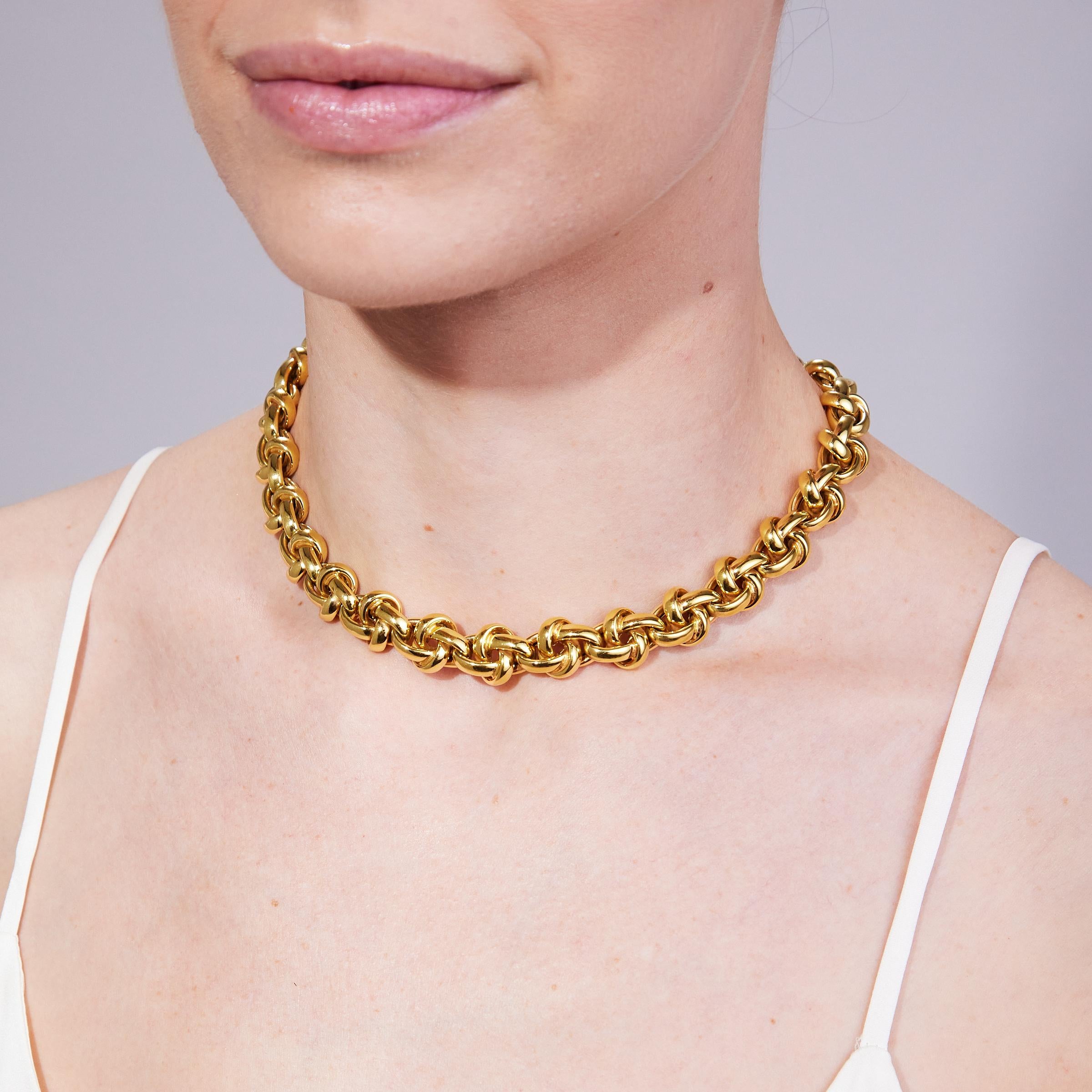 Vintage 18 Karat Yellow Gold Fancy Link Sculptural Necklace / Bracelet For Sale 2
