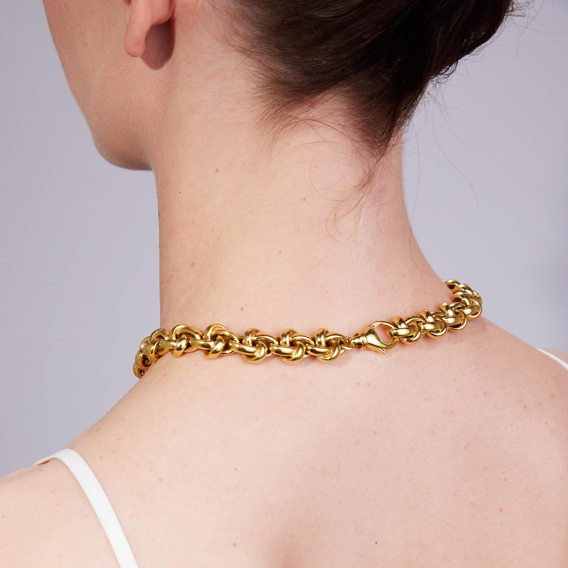 Vintage 18 Karat Yellow Gold Fancy Link Sculptural Necklace / Bracelet For Sale 4