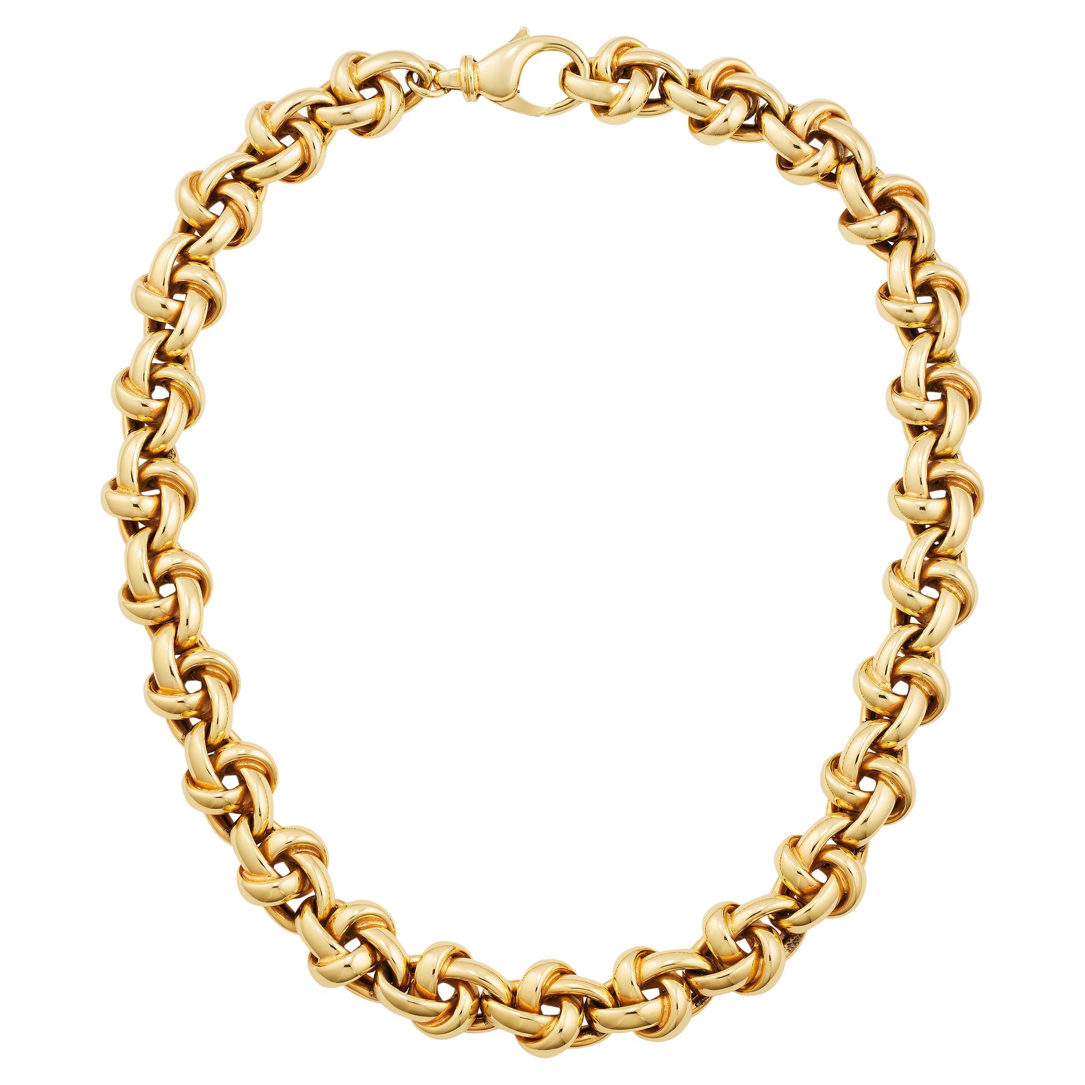 Collier/bracelet sculptural vintage à maillons fantaisie en or jaune 18 carats