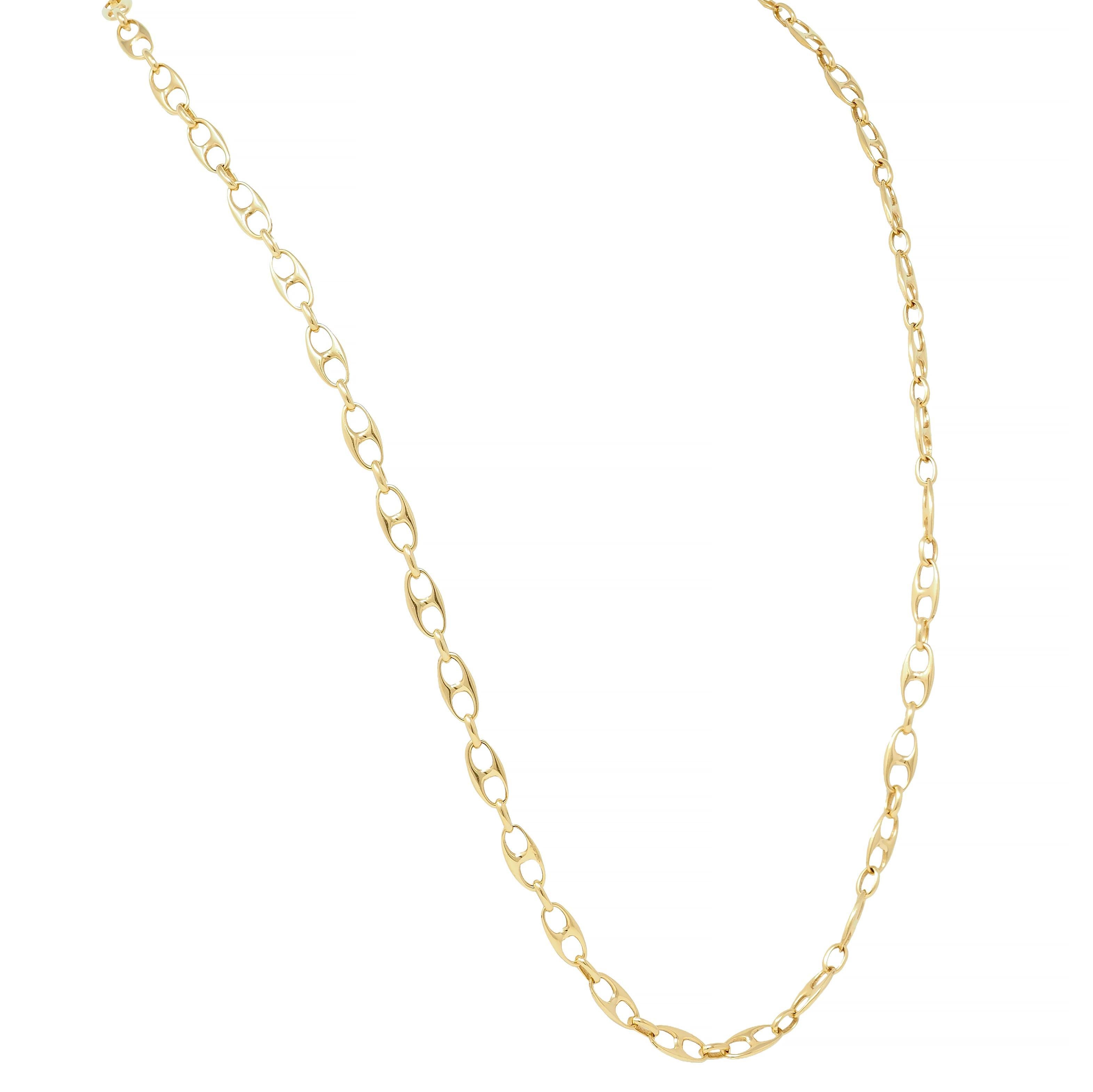 Women's or Men's Vintage 18 Karat Yellow Gold Fancy Mariner Link Chain Necklace For Sale