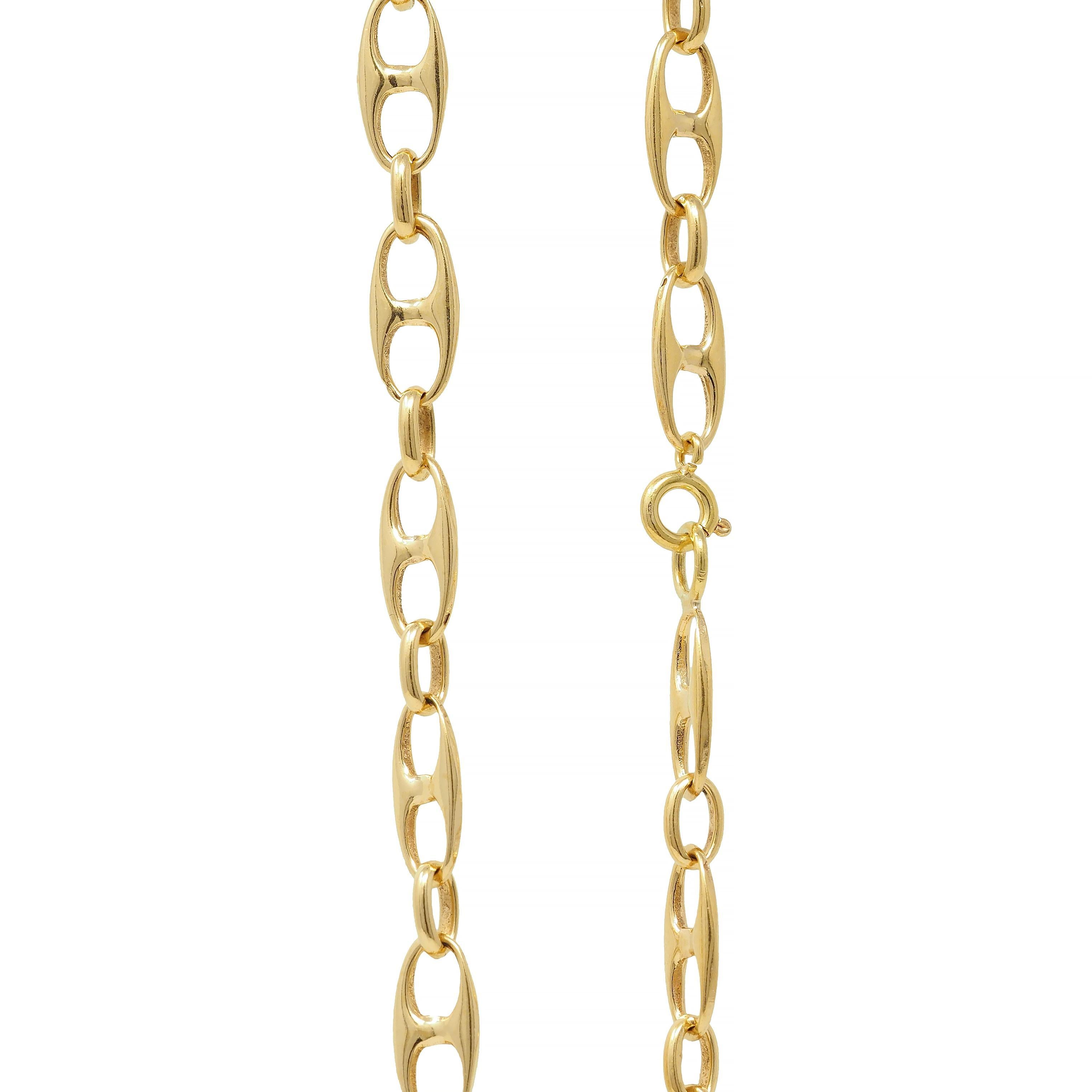 Vintage 18 Karat Yellow Gold Fancy Mariner Link Chain Necklace For Sale 3
