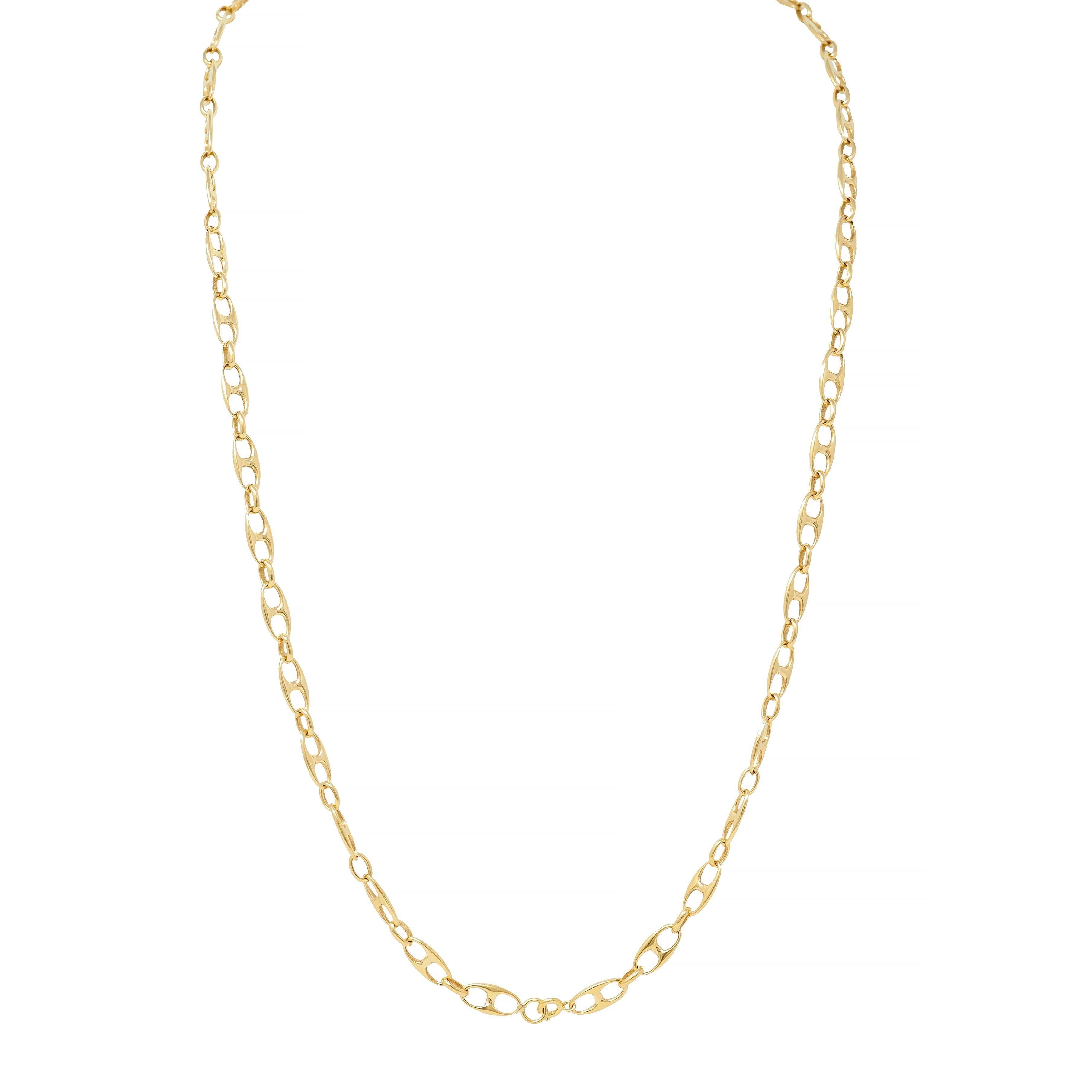 Vintage 18 Karat Yellow Gold Fancy Mariner Link Chain Necklace For Sale 5