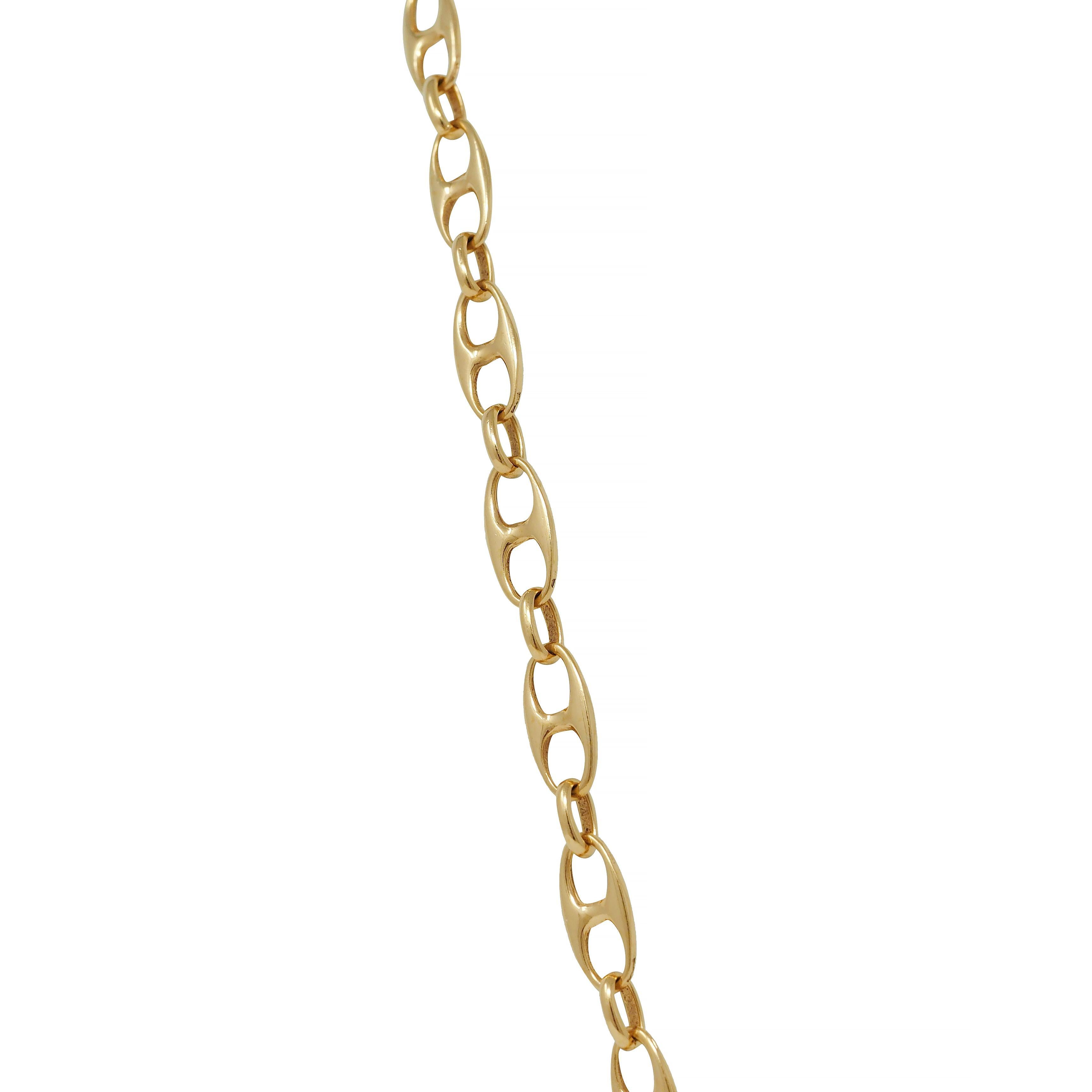 Vintage 18 Karat Yellow Gold Fancy Mariner Link Chain Necklace For Sale 6
