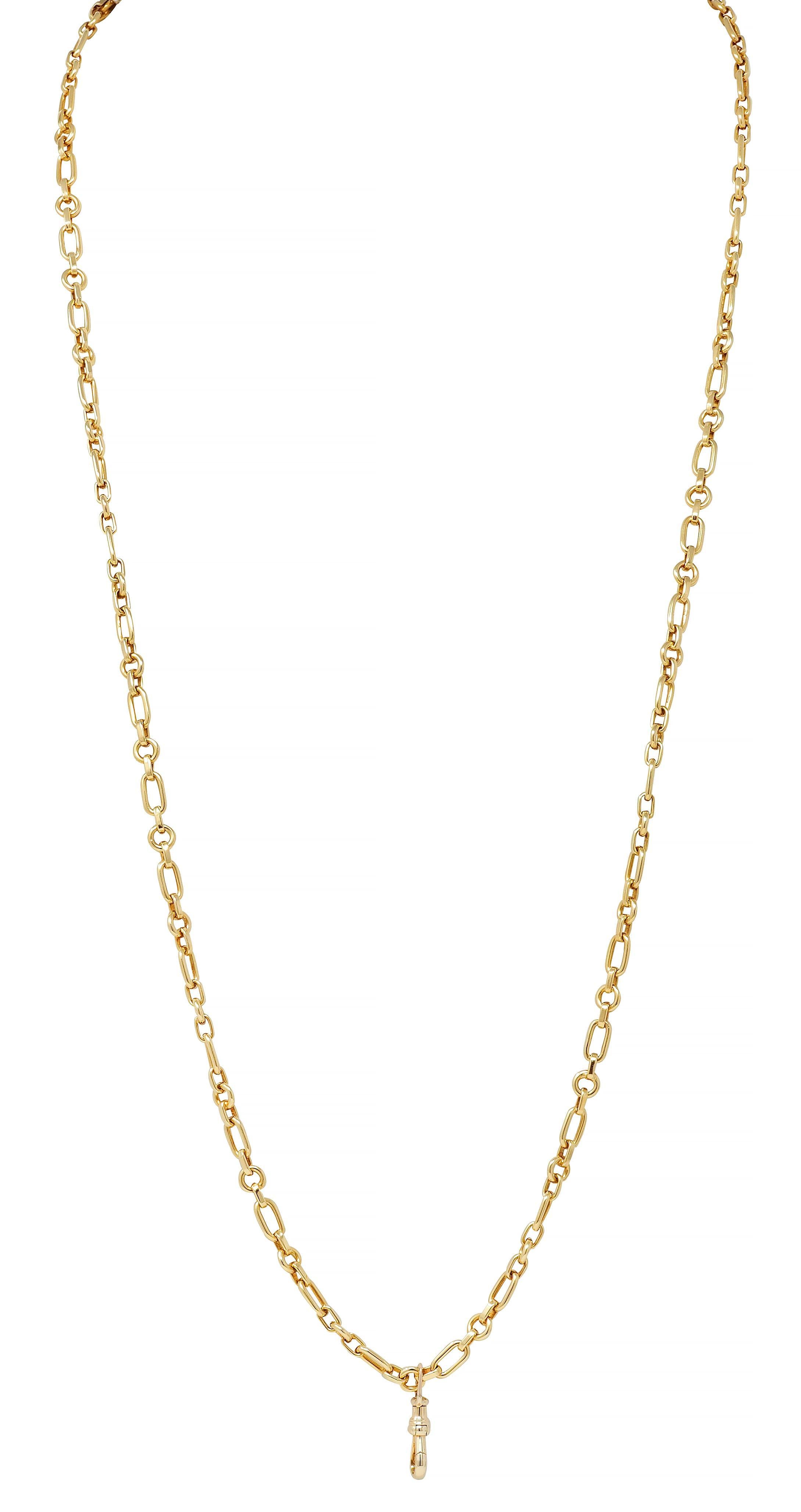 Women's or Men's Vintage 18 Karat Yellow Gold Fancy Paperclip Link Chain Necklace
