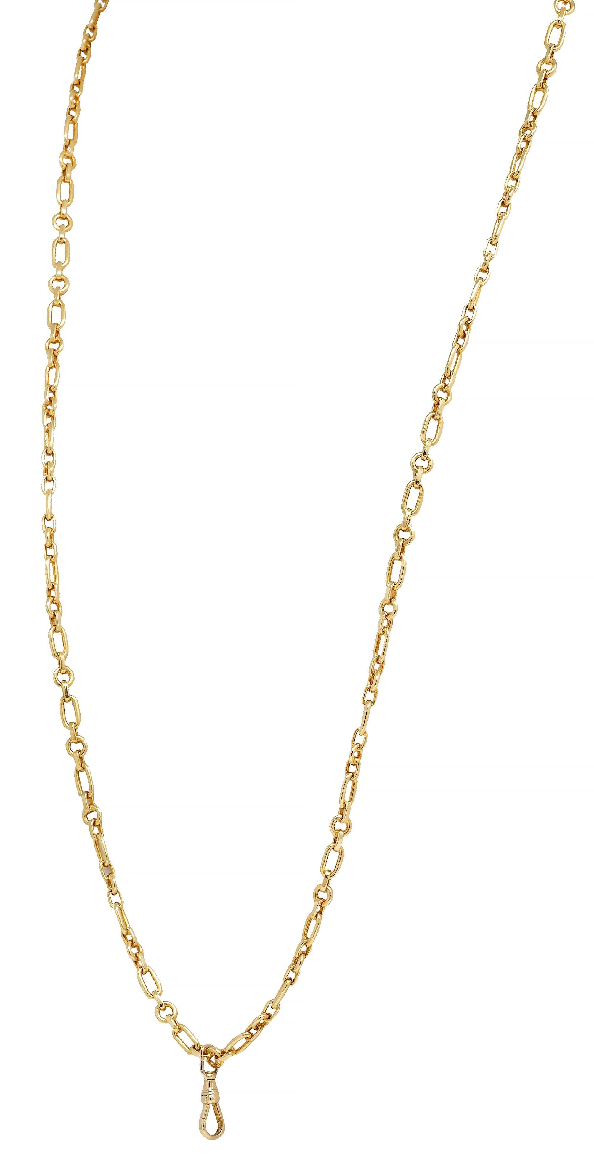Vintage 18 Karat Yellow Gold Fancy Paperclip Link Chain Necklace 1
