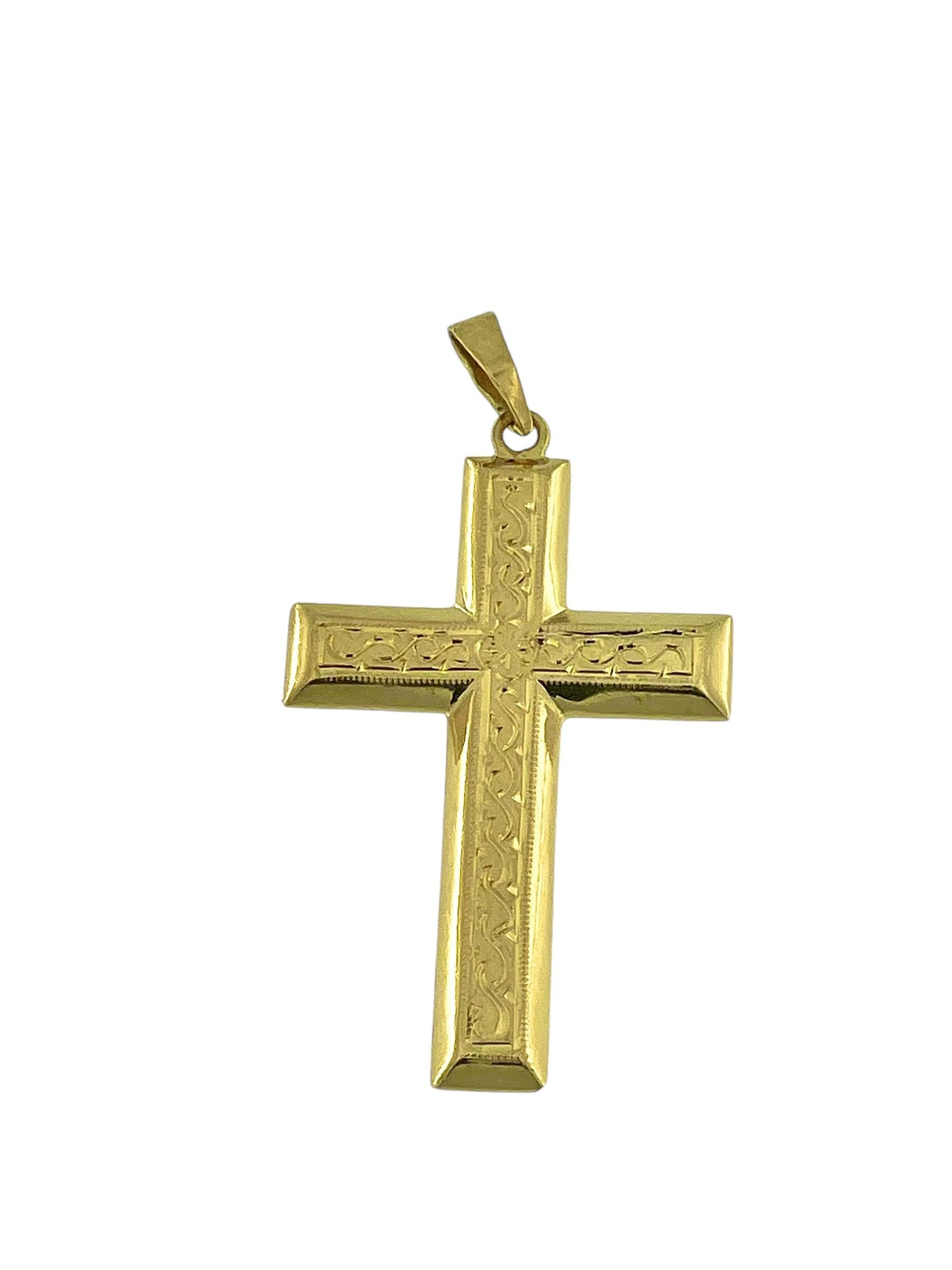 Französisches Kreuz aus 18 Karat Gelbgold im Vintage-Stil für Damen oder Herren im Angebot