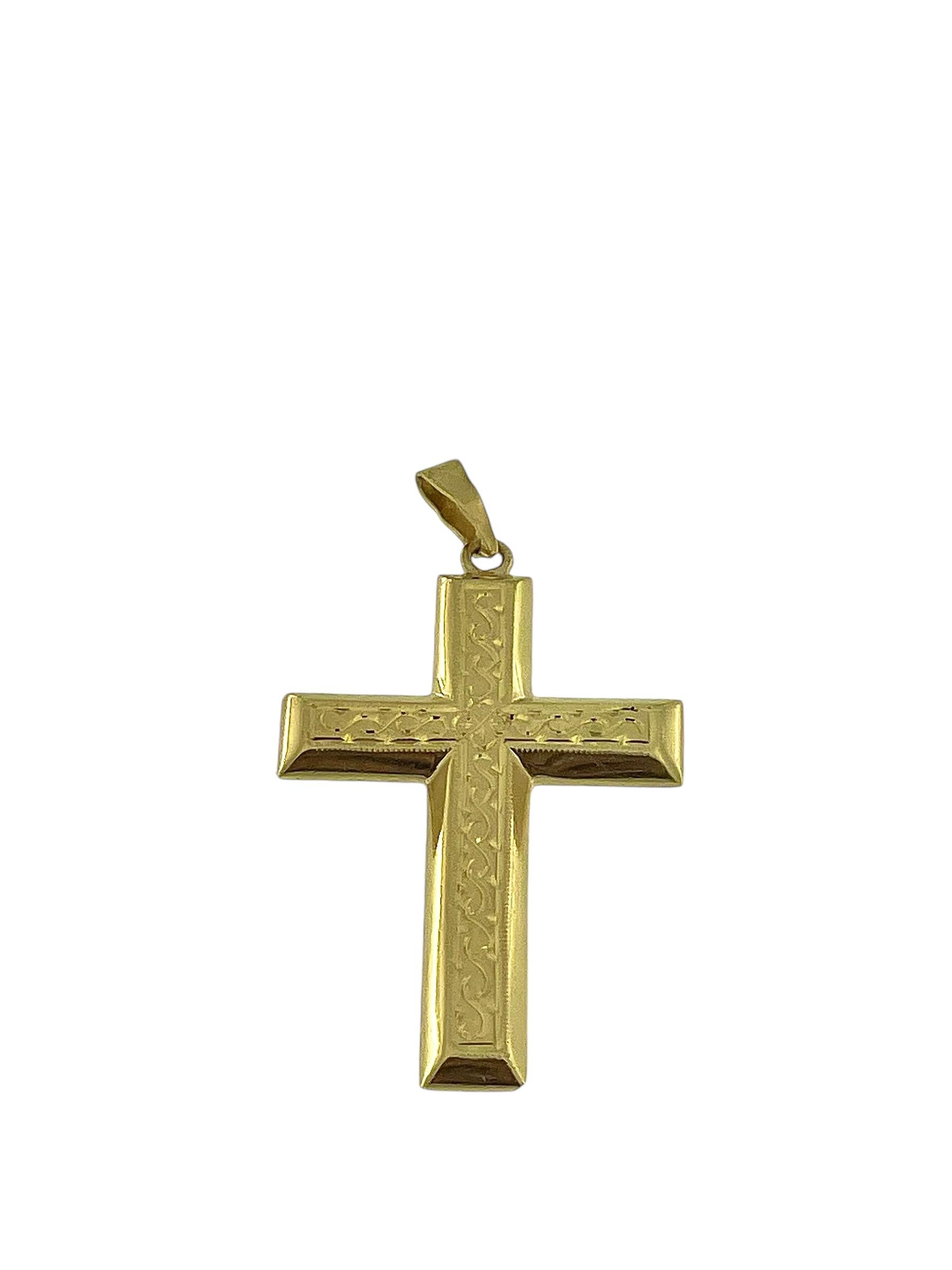 Französisches Kreuz aus 18 Karat Gelbgold im Vintage-Stil im Angebot 1