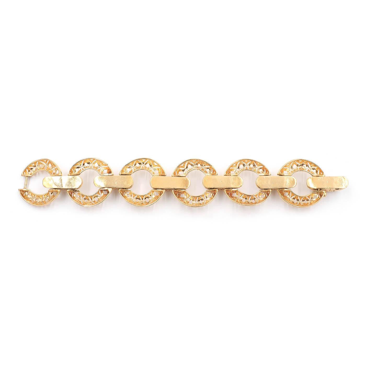 Modern Vintage 18 Karat Yellow Gold Geometric Cutout Bracelet by Tiffany & Co. For Sale