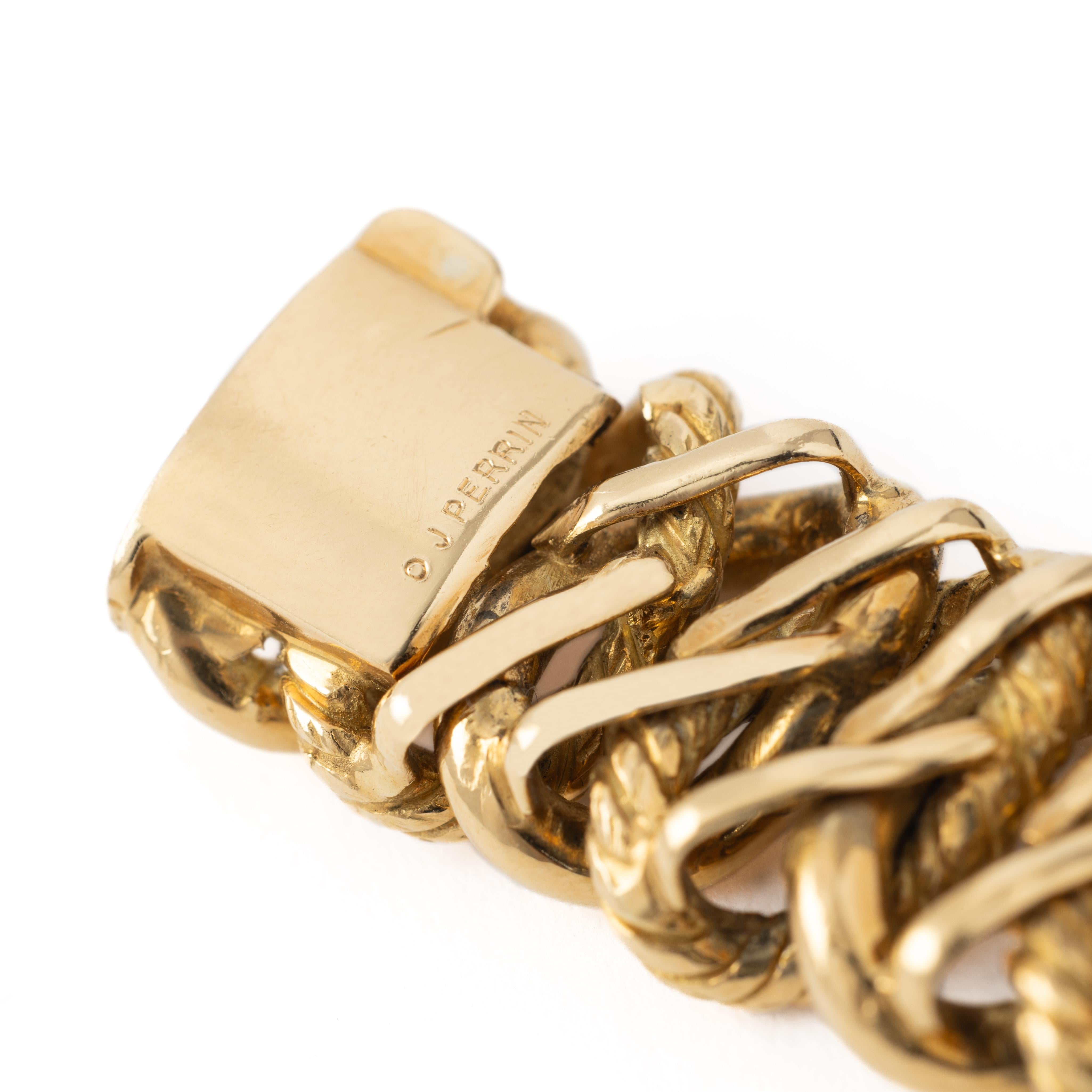 Vintage 18 Karat Yellow Gold Georges Lenfant for OJ Perrin Rope Scroll Bracelet For Sale 2