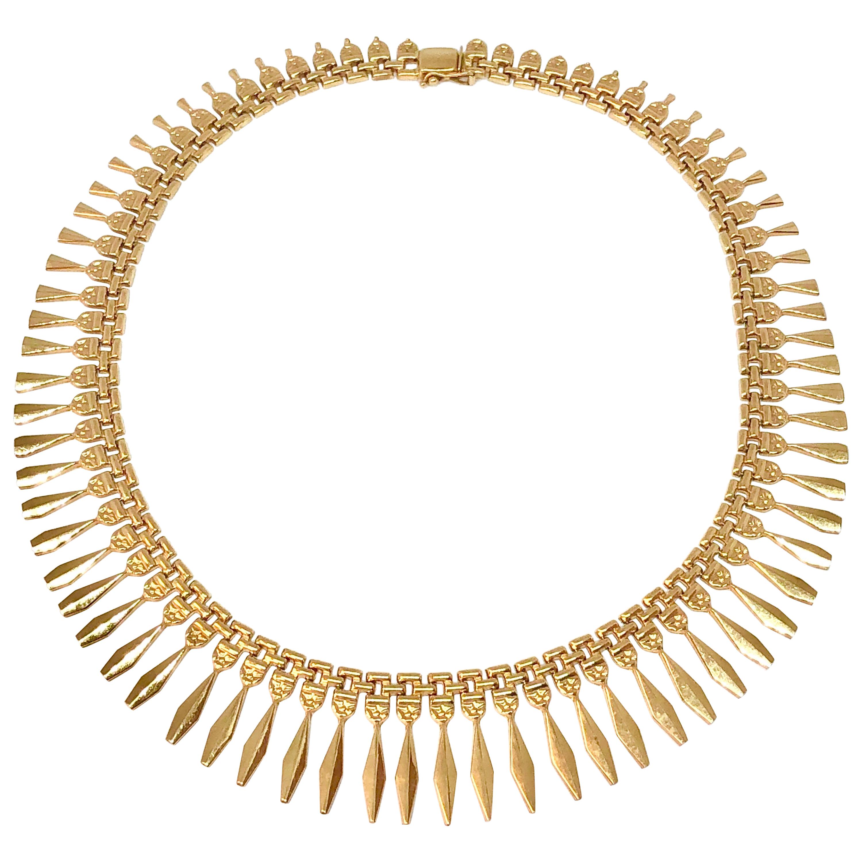 Vintage 18 Karat Yellow Gold Graduating Cleopatra Style Necklace