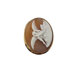 Vintage 18 Karat Yellow Gold Guardian Angel Cameo Brooch/Pin