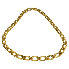 Collar vintage de eslabones graduados ovalados dobles martillados de oro amarillo de 18 quilates