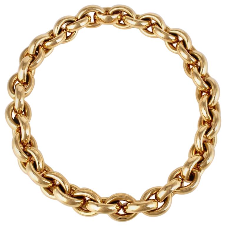 Vintage 18 Karat Yellow Gold Heavy Chain Link Necklace 122 Grams
