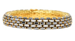 Vintage 18 Karat Gelbgold Hämatit Panther-Gliederarmband