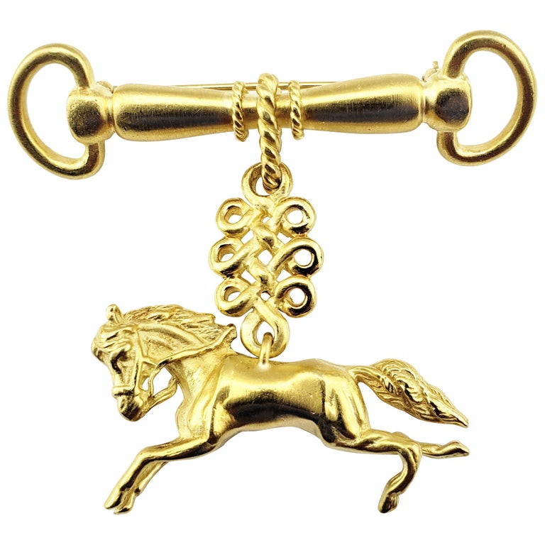 Vintage 18 Karat Yellow Gold Horse Brooch/Pin at 1stDibs
