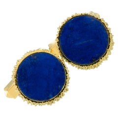 Vintage 18 Karat Yellow Gold Lapis Cufflinks