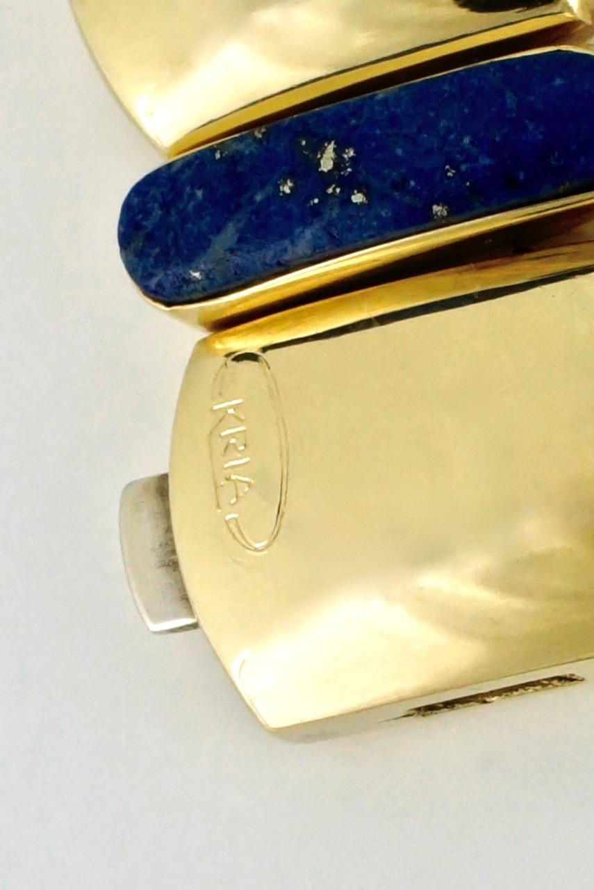 Vintage 18 Karat Yellow Gold Lapis Lazuli Bracelet 58 Grams (Cabochon) im Angebot