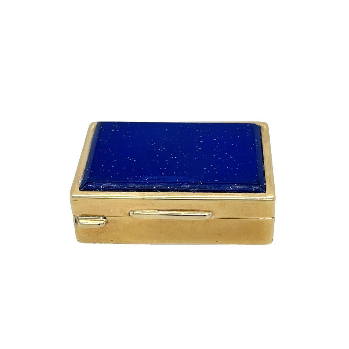 Boîte à pilules vintage en or jaune 18 carats et lapis-lazuli en vente 1