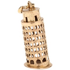 Vintage 18 Karat Yellow Gold Leaning Tower of Pisa Charm or Pendant