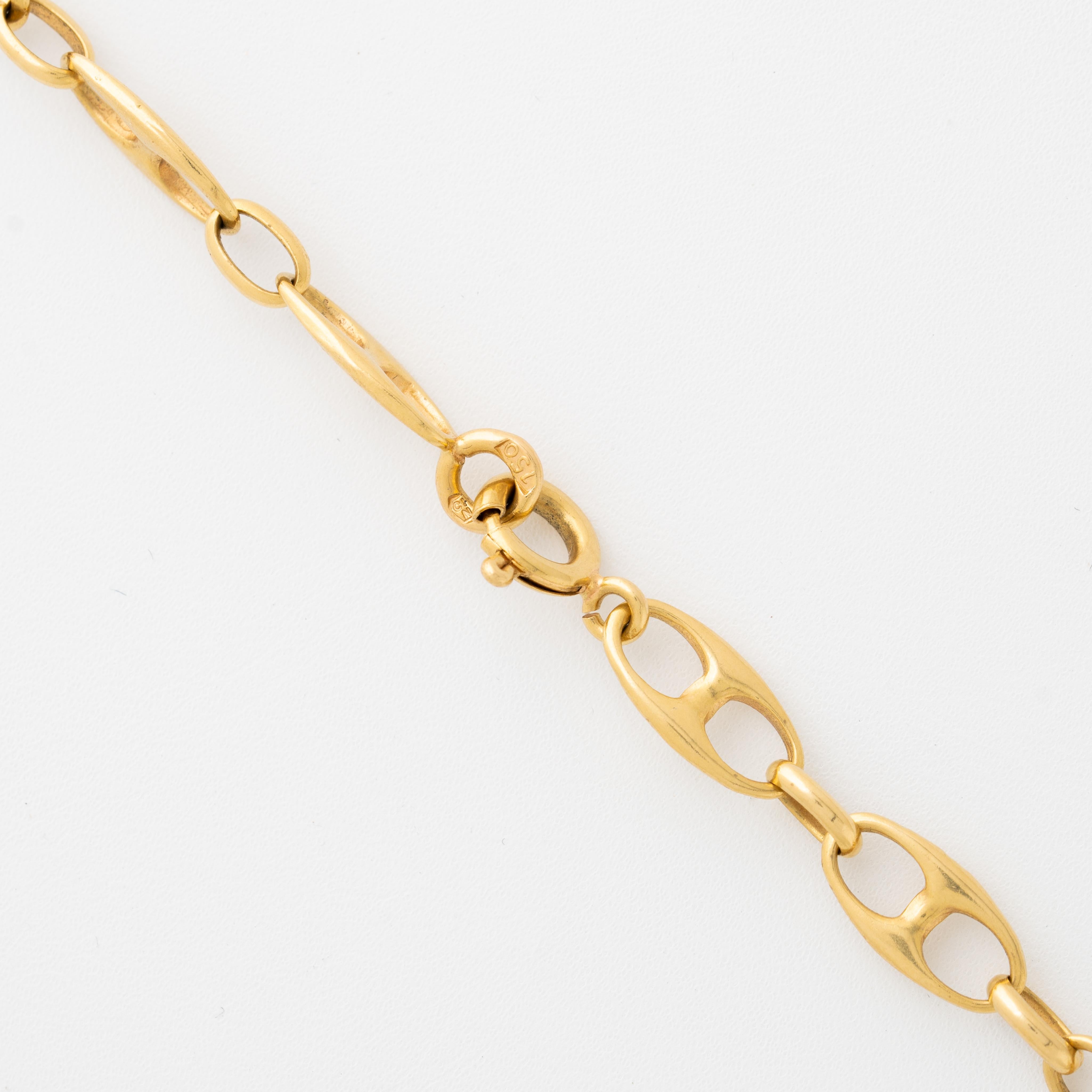 Vintage 18 Karat Yellow Gold Marine Link Chain, c.1970s In Good Condition For Sale In New York, NY
