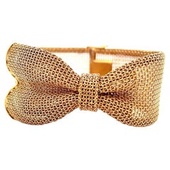 Vintage 18 Karat Yellow Gold Mesh Bow Bracelet 