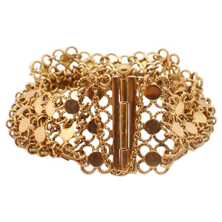 Vintage 18 Karat Yellow Gold Mesh Bracelet 41.56 Grams at 1stDibs