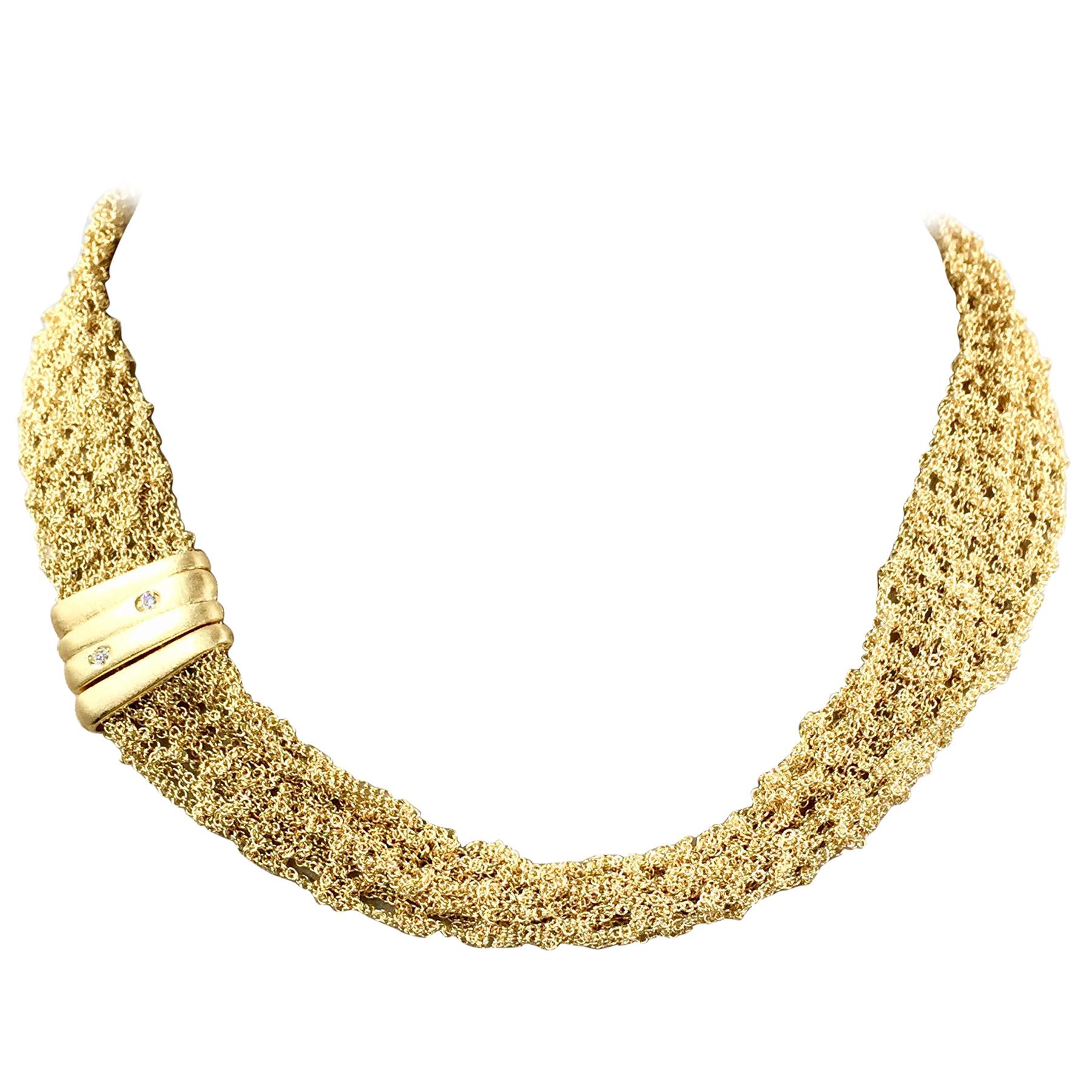 Vintage 18 Karat Yellow Gold Mesh Necklace