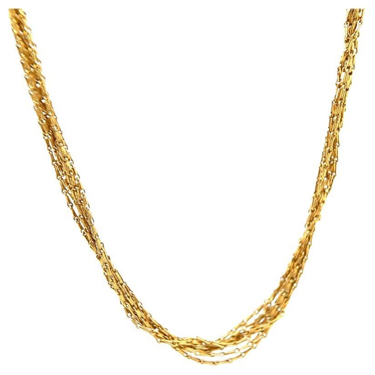 Vintage 18 Karat Yellow Gold Multistrand 20 1/2 Inch Chain Necklace For ...