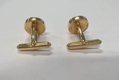 Vintage 18 Karat Yellow Gold Onyx Button Cufflinks