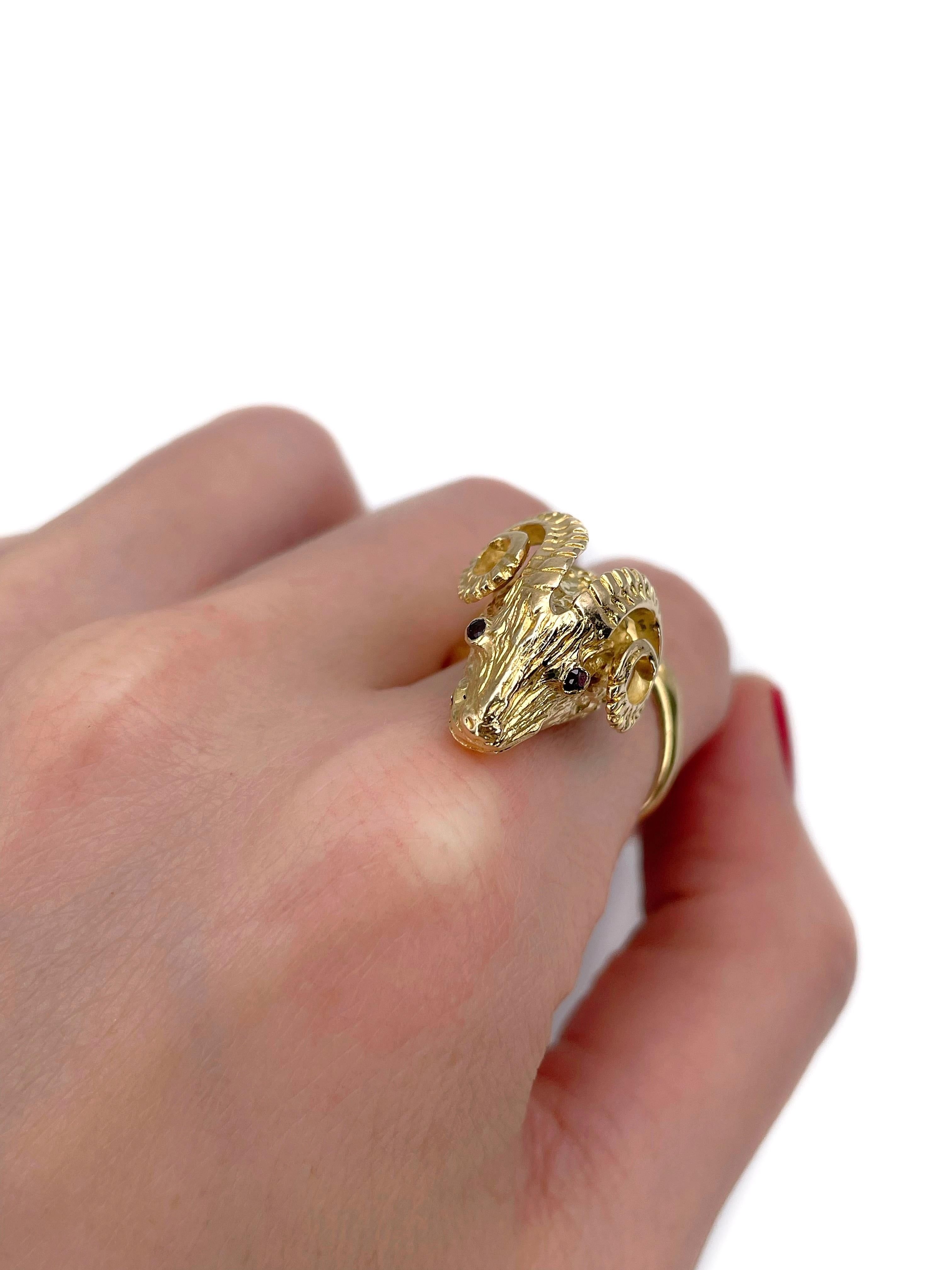 Vintage 18 Karat Gelbgold Widderkopf Cocktail Ring (Moderne)
