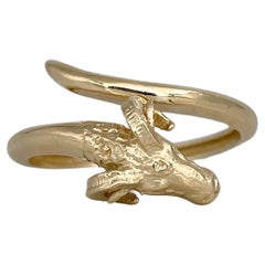 Vintage 18 Karat Yellow Gold Ram’s Head Minimalistic Ring