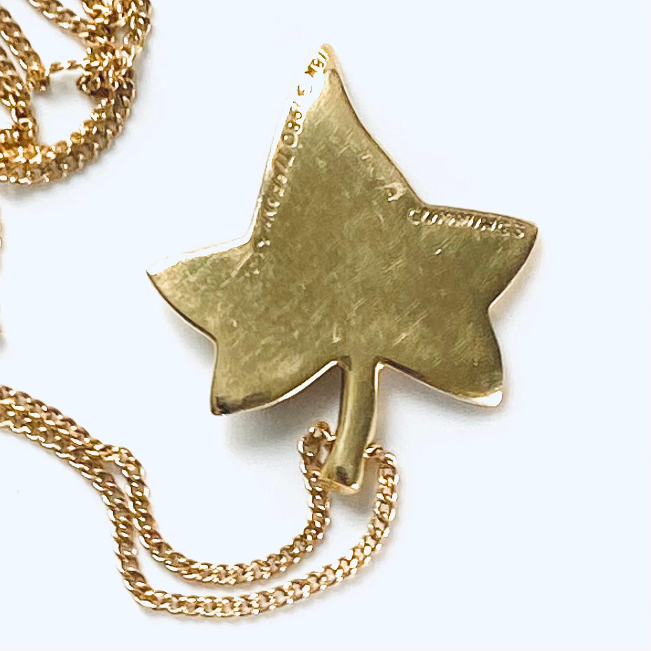 Vintage 18 Karat Yellow Gold Rare Tiffany & Co Angela Cummings Leaf Pendant Neck For Sale 4