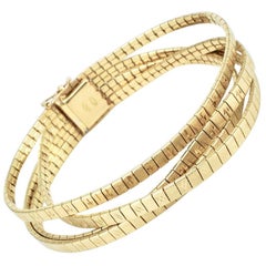 Vintage 18 Karat Gelbgold Retro Italienisch Vier-Strang-Armband:: 1960er Jahre
