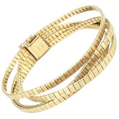 Retro 18 Karat Yellow Gold Retro Italian Four-Strand Bracelet, 1960s