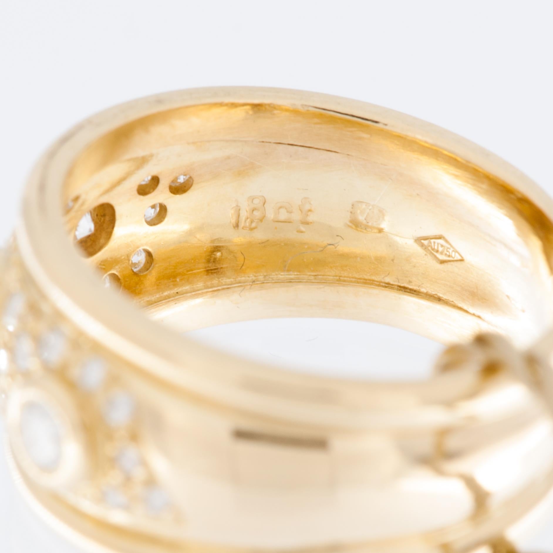 Vintage 18 karat Yellow Gold Ring with Naturals Diamonds im Zustand „Gut“ im Angebot in Esch sur Alzette, Esch-sur-Alzette