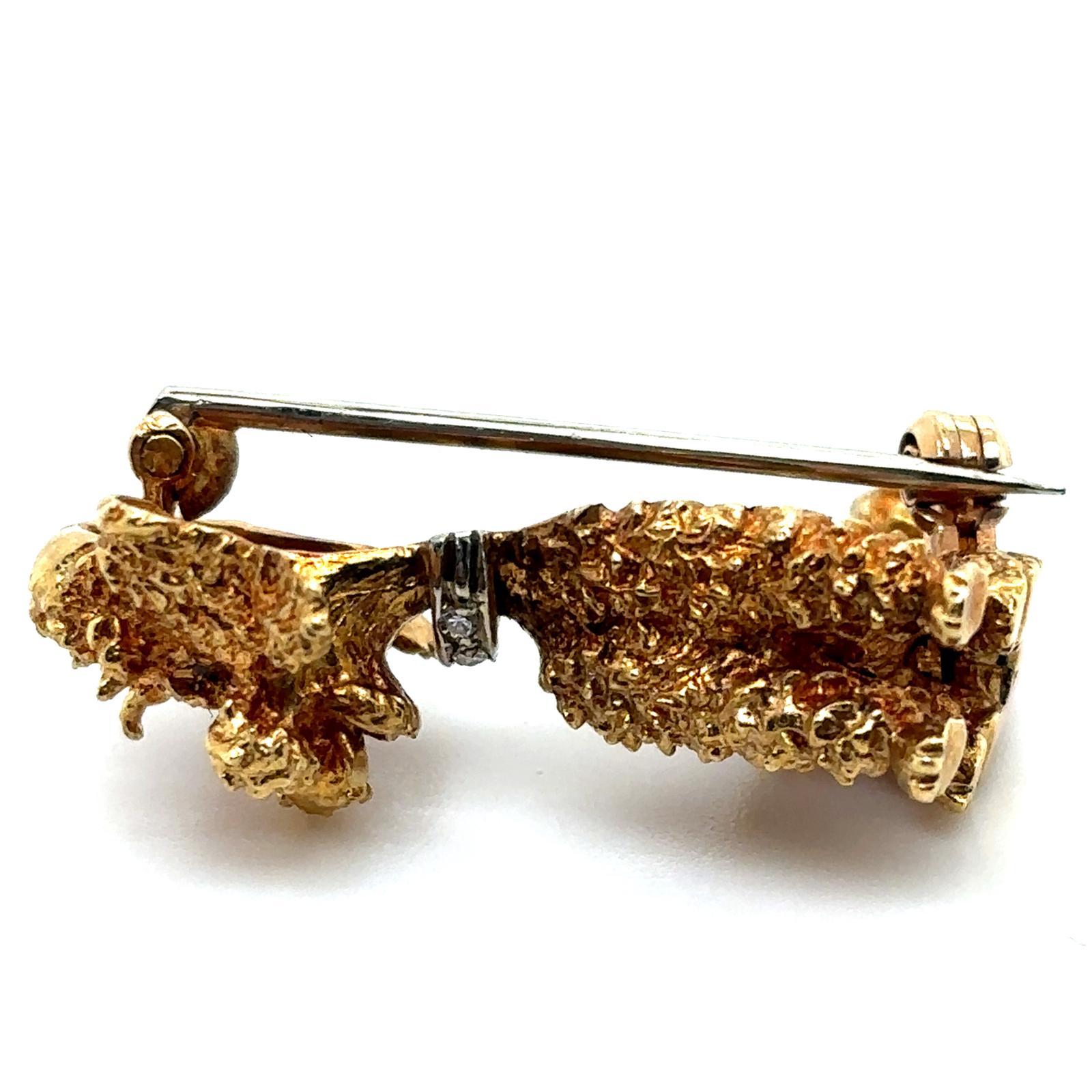 Vintage 18 Karat Yellow Gold, Ruby and Diamond Poodle Brooch Pin, Circa 1960 For Sale 2