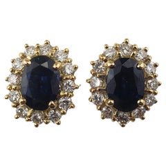 Antique 18 Karat Yellow Gold Sapphire and Diamond Earrings