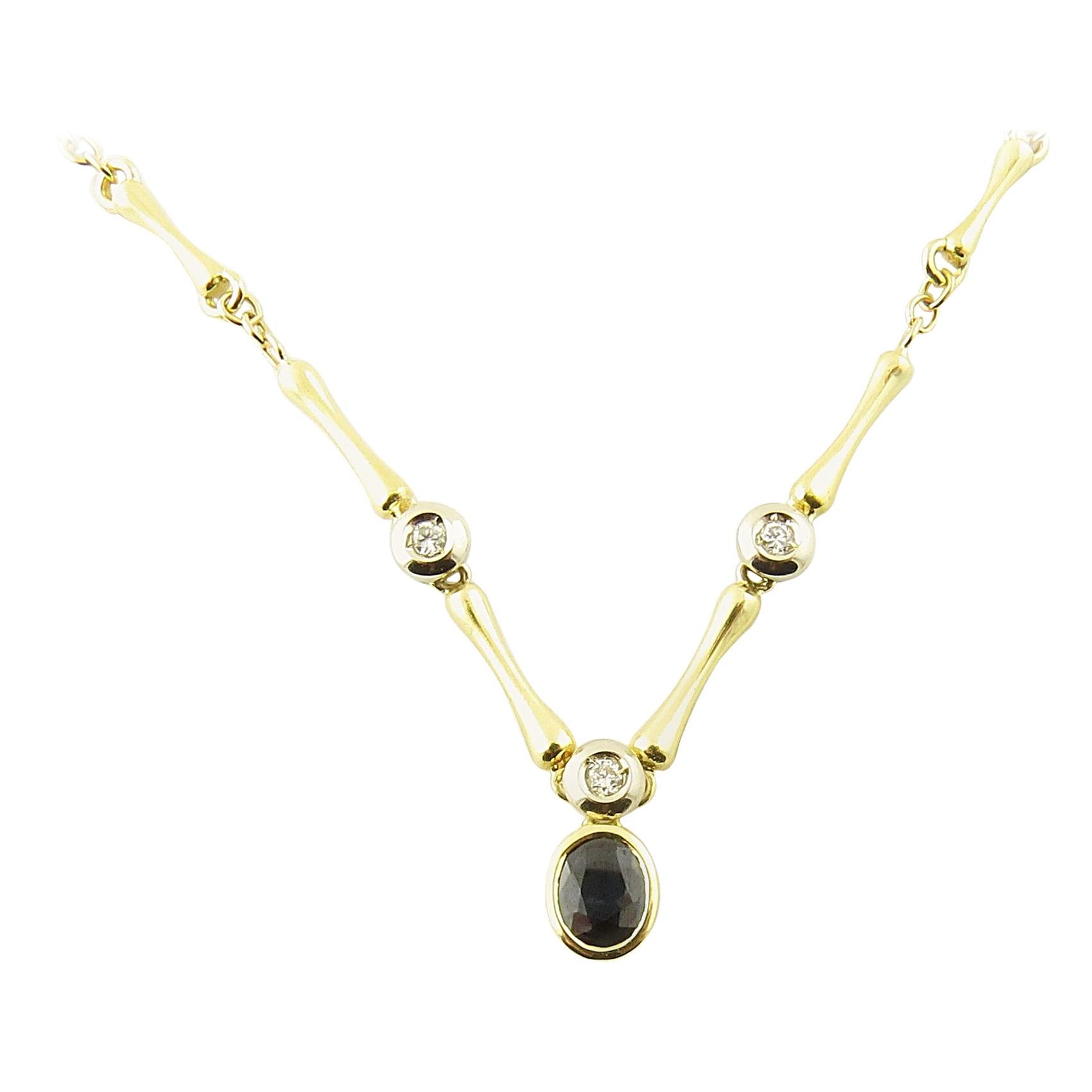 Vintage 18 Karat Yellow Gold Sapphire and Diamond Necklace #4380