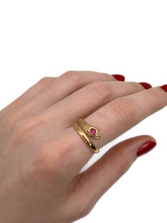 Anillo de serpiente vintage de oro amarillo de 18 quilates