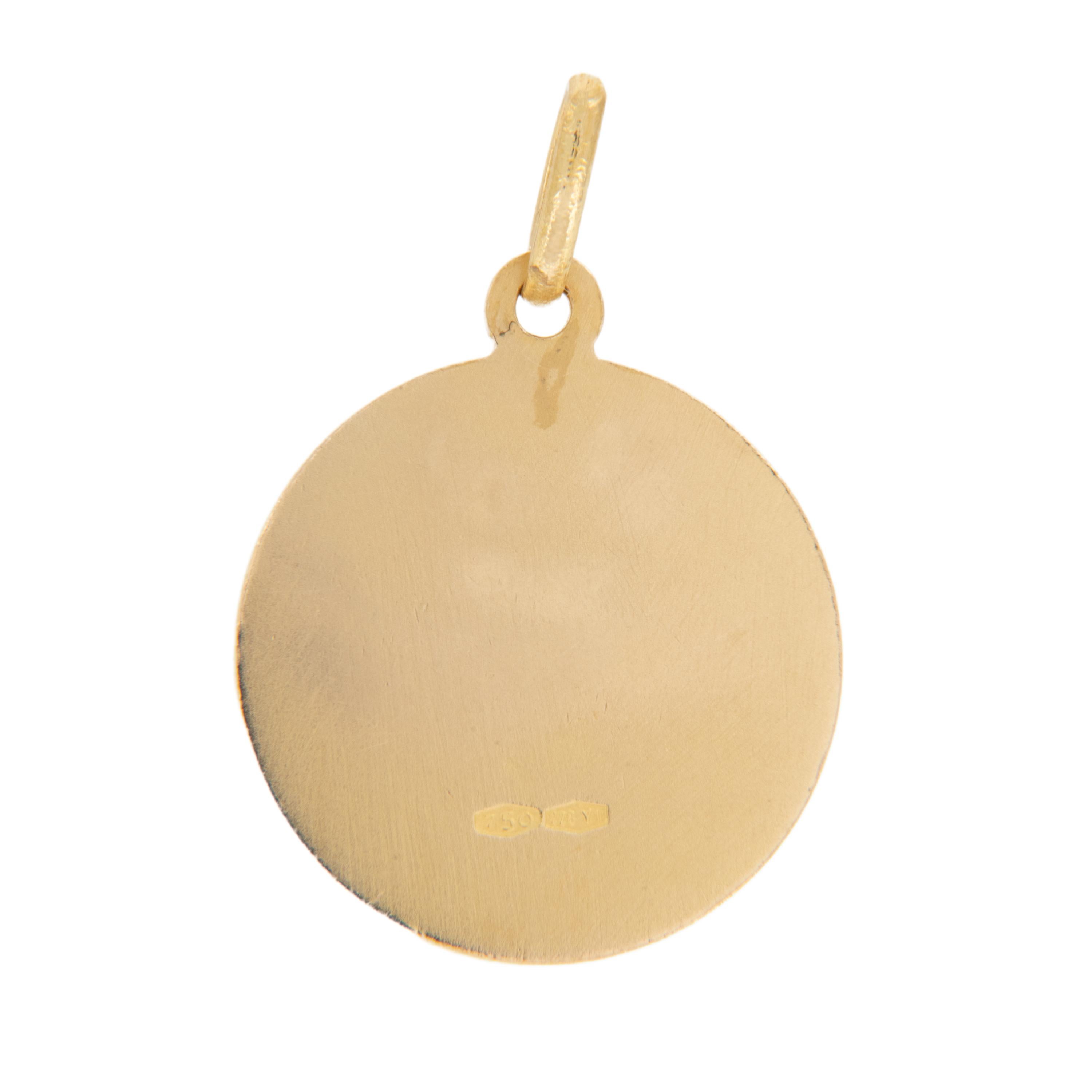 Women's or Men's Vintage 18 Karat Yellow Gold St. Anthony Medal Charm Made in Italy