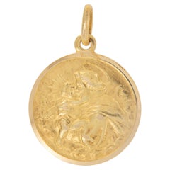 Vintage 18 Karat Yellow Gold St. Anthony Medal Charm Made in Italy