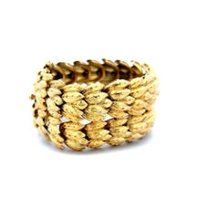 Vintage 18 Karat Yellow Gold Textured Basket-Weave Link Bracelet 81.1 Grams