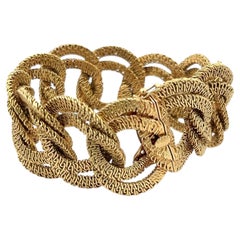 Vintage 18 Karat Yellow Gold Textured Mesh Link Bracelet 117.5 Grams