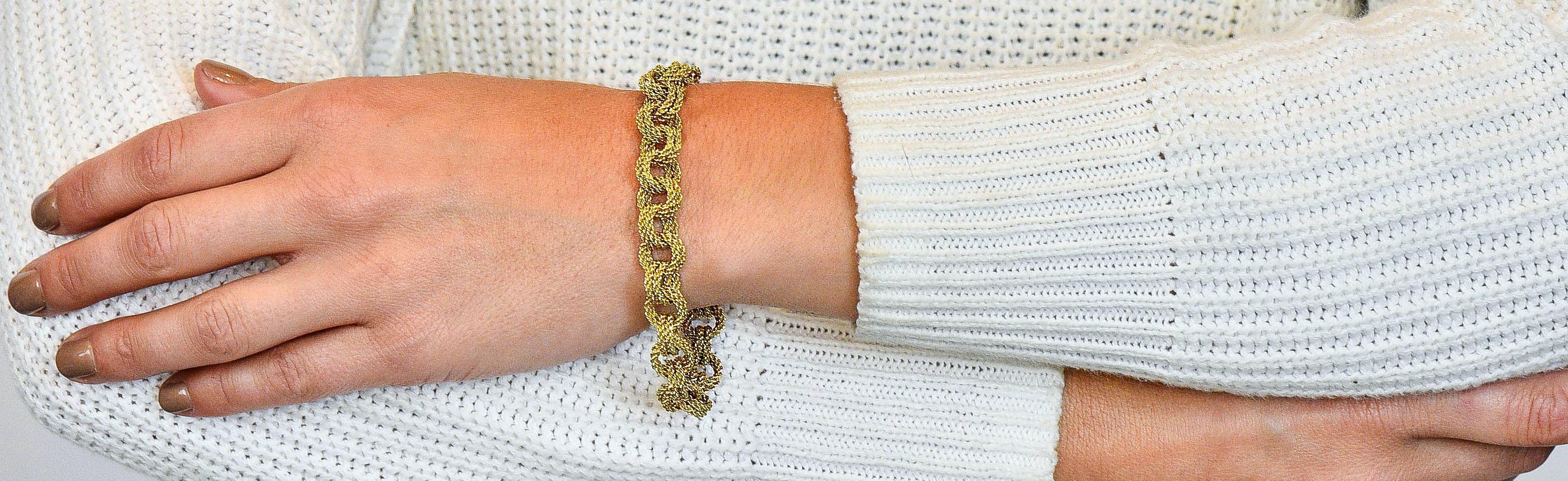 Vintage 18 Karat Yellow Gold Twisted Rope Double Rolo Link Bracelet 3